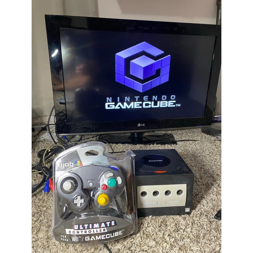 Nintendo GameCube Console DOL-001 Black W BLACK Controller +Wires